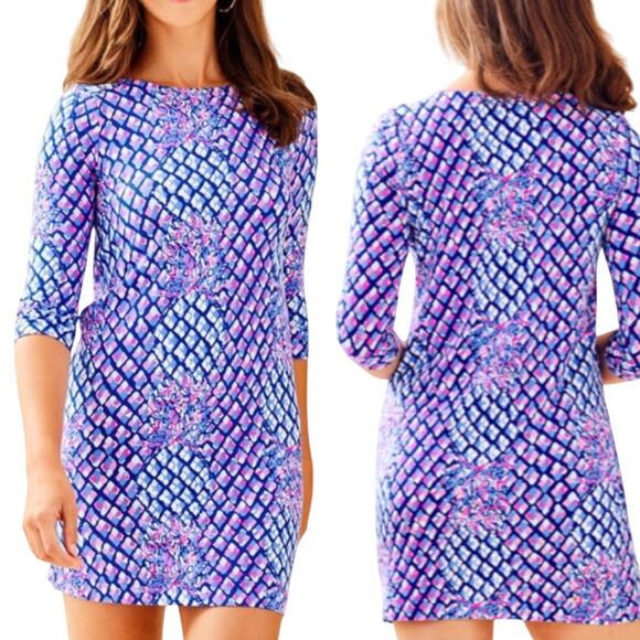 Lilly Pulitzer Sophie Mini Dress Pineapple Print Toe in Boat Pink Blue Small - Picture 1 of 10